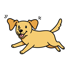 Playful cartoon dog wagging tail with joyful expression &ndash; stock vector flat illustration