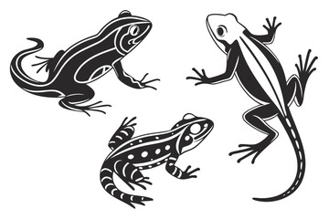Amphibians sihouette black vector