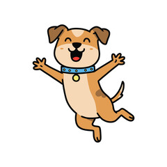 Fototapeta premium Joyful cartoon dog leaping with excitement and energy – stock vector flat illustration