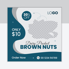Obraz premium Brown nuts social media post design template