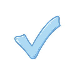 Blue check mark icon for approval or verification &ndash; stock vector flat illustration
