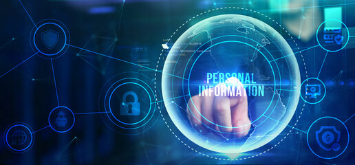 Safety concept: Personal Information on digital background.