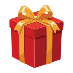 Fototapeta premium Red gift box with golden ribbon – stock vector flat illustration