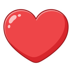 Glossy red heart icon with reflection – stock vector flat illustration