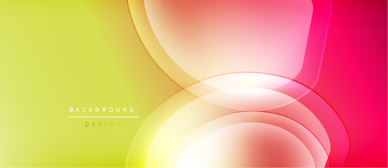 Abstract vibrant background. Smooth gradients blend yellow, orange, red hues. Overlapping curves create dynamic visual effect. Minimalist design.