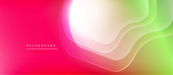 Abstract gradient waves. Pink, yellow, green hues blend smoothly. Modern design element for backgrounds, presentations. Minimalist aesthetic. © antishock