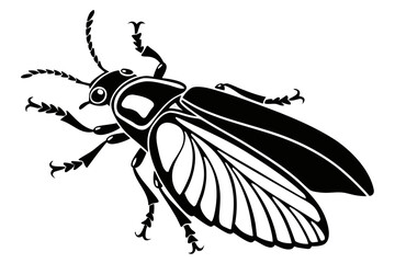 Firefly beetle sihouette black vector