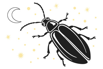 Firefly beetle sihouette black vector