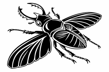 Firefly beetle sihouette black vector
