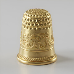 Gold Thimble Isolated On White Background Detailed Studio Shot