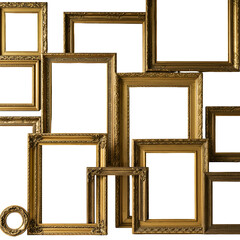 Golden Frames Collection Isolated on Transparent Background illustration