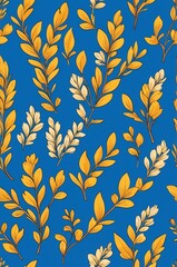Heather on blue background cartoonish seamless pattern