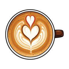 Heart-shaped latte art in coffee cup &ndash; stock vector flat illustration