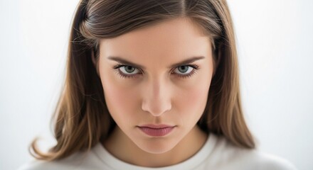Woman with Intense Angry Expression, Close-up Portrait