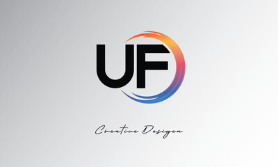Obraz premium UF Creative Letter Logo with Gradient Circular Swirl – Modern, Colorful, and Versatile Branding Identity Design Template