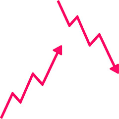 pink arrows up and down, stock market pink arrows.
