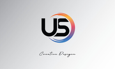 US Creative Letter Logo with Gradient Circular Swirl – Modern, Colorful, and Versatile Branding Identity Design Template