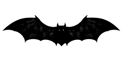 silhouette of a bat with outstretched wings on a white background, perfect for halloween designs