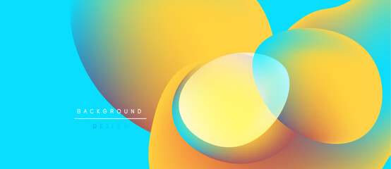 Abstract fluid shapes blend vibrant colors. Orange, yellow, turquoise create dynamic background. Modern design feels energetic, smooth.
