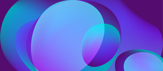 Abstract circles overlap, creating vibrant blue, purple gradients. Smooth transitions suggest depth, modern design aesthetic.