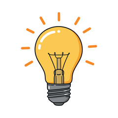 Bright yellow light bulb design &ndash; stock vector flat illustration