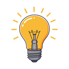 Illustration of a lit light bulb symbolizing creativity and ideas &ndash; stock vector flat illustration