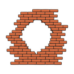 Obraz premium Circular hole in old brick wall isolated – stock vector flat illustration