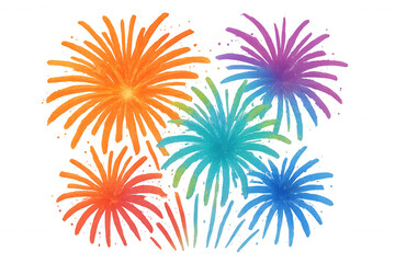 Colorful fireworks exploding creating a festive atmosphere, perfect for celebrations and events, with transparent background