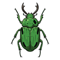 Detailed illustration of a green stag beetle with distinctive antlers &ndash; stock vector flat illustration