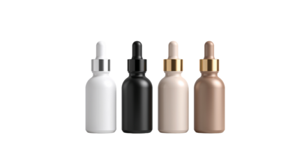 Elegant presentation showcasing a diverse collection of serum bottles against an isolated