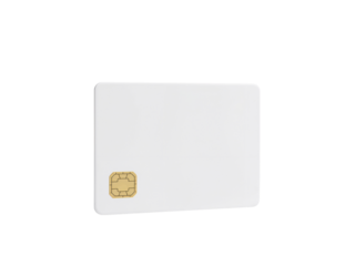 Isolated blank white chip card mockup for payment or identity with transparent space emphasizing