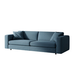 Isolated Modern Blue Fabric Sofa on Transparent Background 3D Illustration