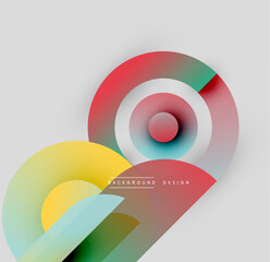 Fototapeta premium Abstract colorful shapes overlap, creating dynamic visual composition. Circles, curves, gradients define modern design aesthetic.