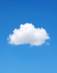 Single, fluffy white cloud floats in a vibrant blue sky