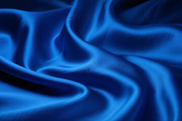Obraz premium Luxurious Blue Silk Fabric Texture Elegant Smooth Fluid Draped Abstract