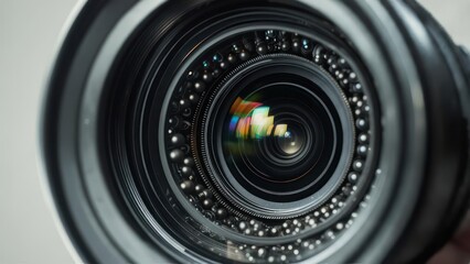 Macro Lens Detail: Intricate Optics, Reflections, and Precision Engineering.