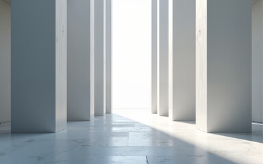 Obraz premium 3d render of abstract futuristic architecture with empty concrete floor. Scene for car presentation. High quality