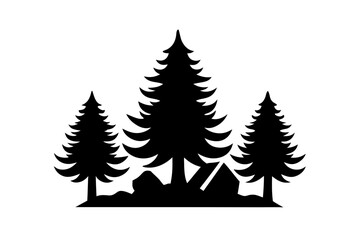 Obraz premium Vector illusion of set of pine trees