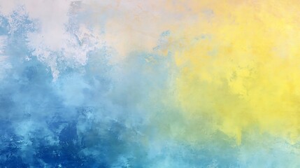 Abstract blend of blue and yellow watercolor strokes background chalky