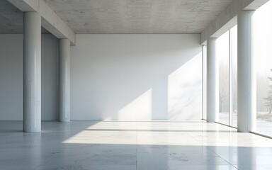 3d render of modern architecture with empty concrete floor, car presentation background. High quality