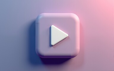 3d render of media play video button icon. High quality