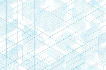 Abstract, light-blue architectural lines on white background, forming a complex grid pattern