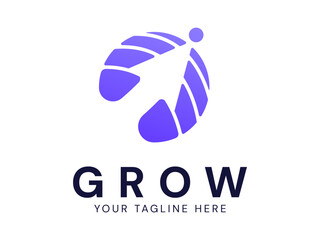 Modern grow Business with overlapping growth arrow in circle shapes logo vector design concept. Growth logotype symbol for digital finance, ui, technology, investment, business, website, financial.