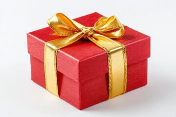 Fototapeta premium Red gift box with gold ribbon (2)