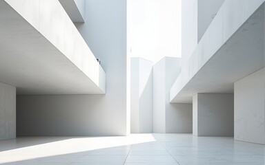 Fototapeta premium 3d render of abstract parametric architecture with empty concrete floor. Scene for car presentation. High quality