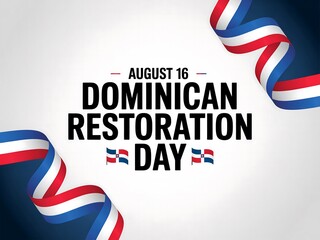 Dominican republic restoration day august 16th celebration with waving national flags and festive design