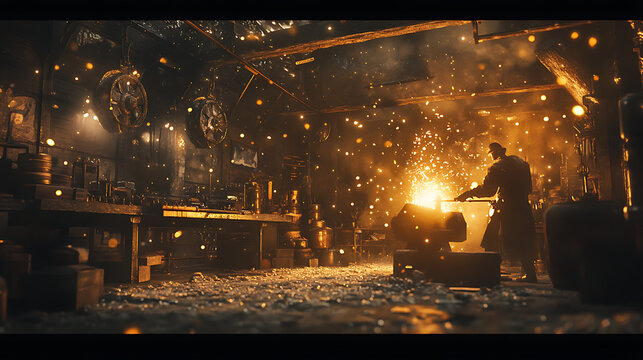 Blacksmith shop interior scene