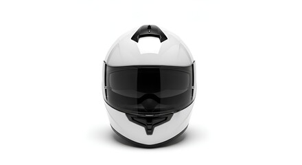 A white modern motorcycle helmet, clean and white background