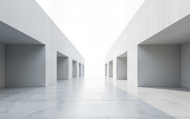 3d render of abstract modern architecture with empty cement floor, minimal exterior, car presentation background. High quality