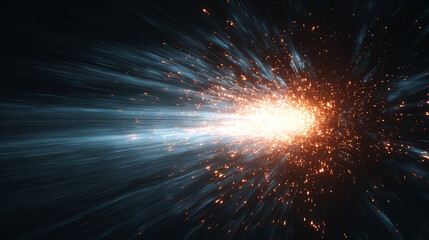 Fototapeta premium A stunning depiction of light rays and sparks creating a cosmic explosion, representing energy and movement in a vibrant ambiance.